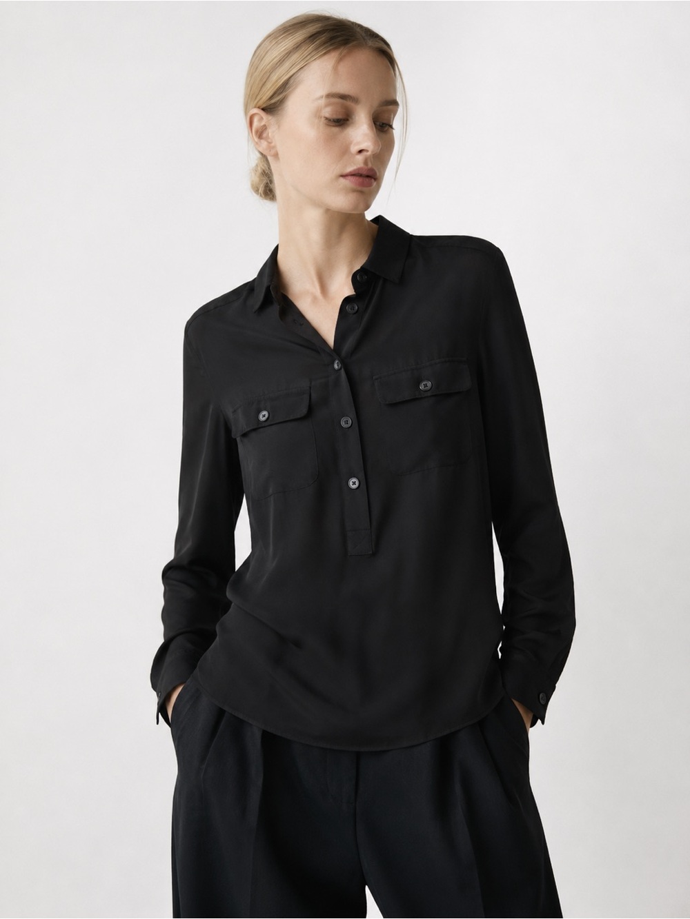 Banana Republic Black Silk Blouse